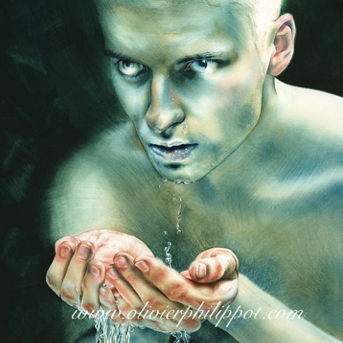 A la fontaine du Léthé, aquarelle.