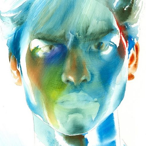 Masque, aquarelle.